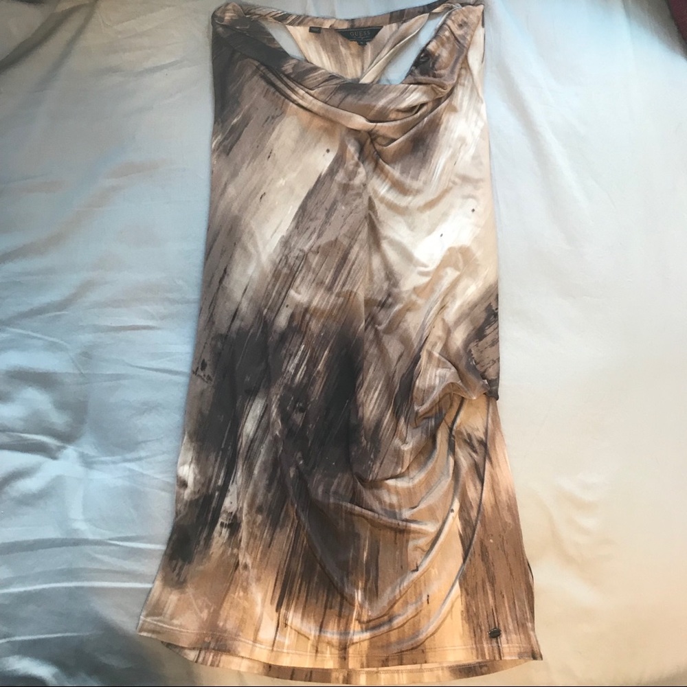 Guess top cowl neck brown tan size small